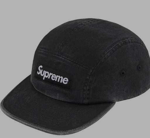 Supreme SS25 Washed Chino Twill Camp Cap | Black 